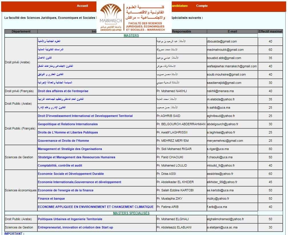 إعلان عن فتح التسجيل القبلي بسلك الماستر و الماستر المتخصص إعلان عن فتح التسجيل القبلي بسلك الماستر و الماستر المتخصص