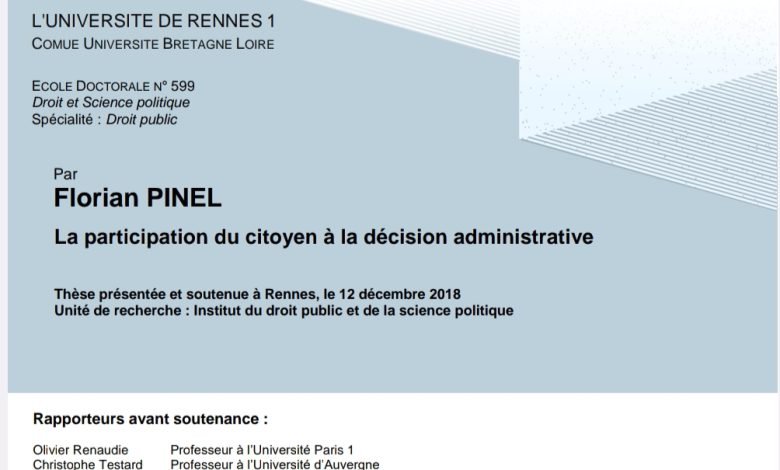 La participation du citoyen à la décision administrative