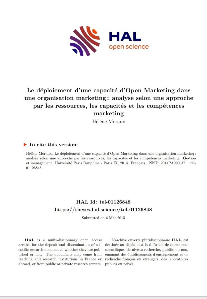 Le déploiement d’une capacité d’Open Marketing dansune organisation marketing