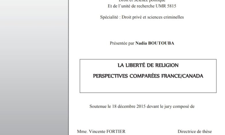 La liberté de religion: perspectives comparées France/Canada
