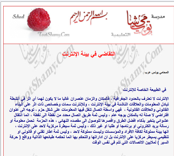 التقاضي في بيئة الإنترنت (للمحامي يونس عرب). 1